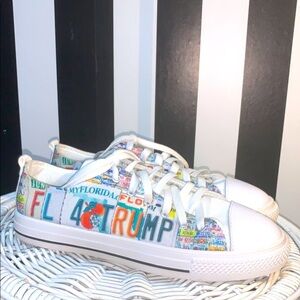 Custom OOAK Florida 4 Trump Colorful License Plate Sneakers Woman's 8 MAGA USA